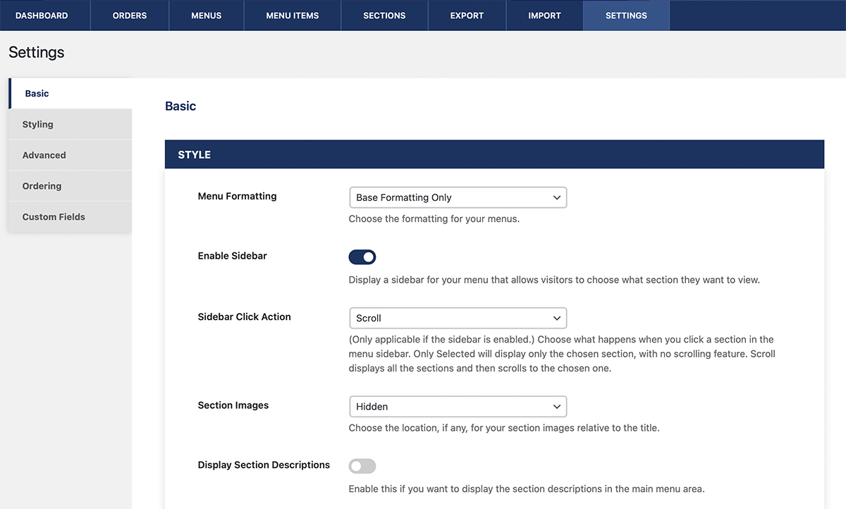 restaurant website