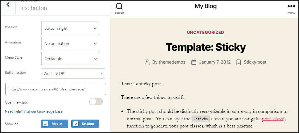 زر دعوة عائم