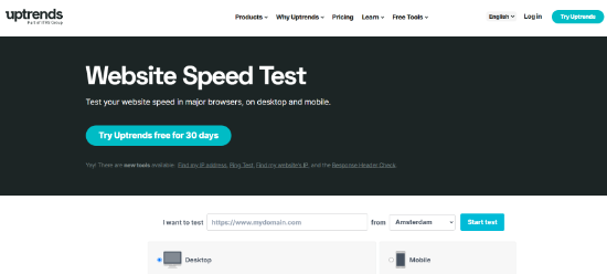 Uptrends website speed test